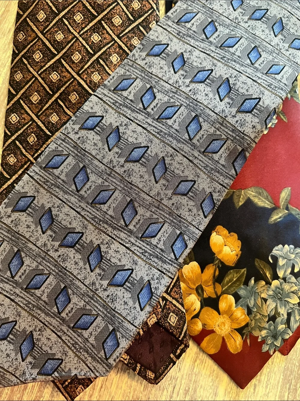 Assorted Men's Silk Ties - Blue, Red, Brown, Gold Patterns new in pkgs